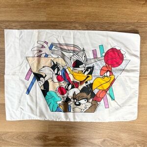 Vintage Warner Brothers Looney Toons Pillowcase Bugs Bunny Sylvester Cat Single